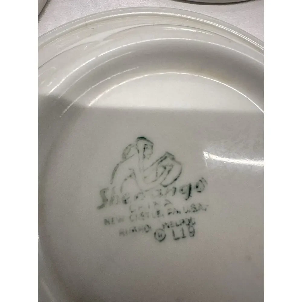 VTG Shenango China Schroeder Hotel Set Of 3 Green Crest Soup Cereal Bowl 5.75